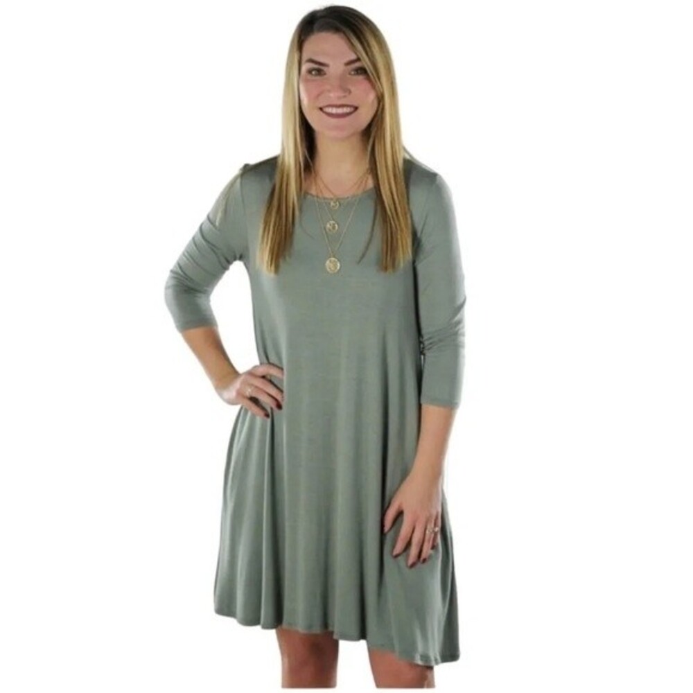 Sage green cross back jersey knit dress size medium